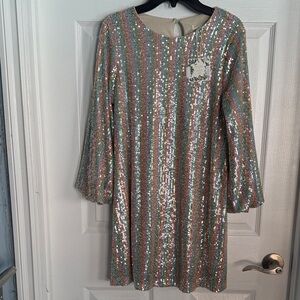 Sequin Striped Long Sleeve Dress